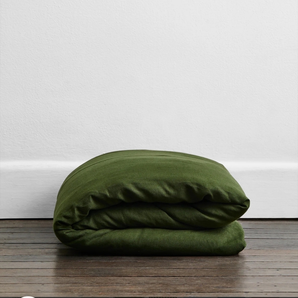 Bed Threads Olive Linen Duvet Cover King/cali King
